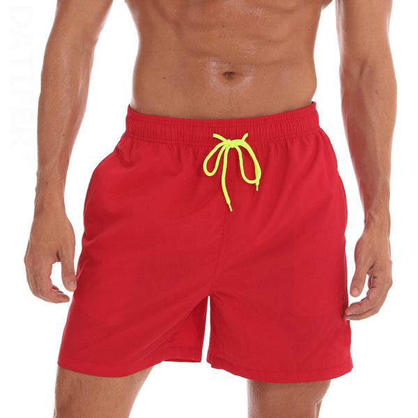 Red with Yellow Draw String Swim Shorts