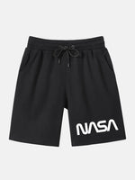 Plain Pattern NASA Printed Shorts