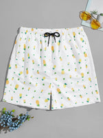 Allover Pineapple Print Beach Shorts