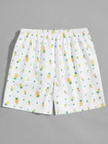 Allover Pineapple Print Beach Shorts