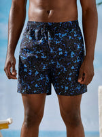 Allover Print Drawstring Waist Swim Shorts