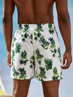 Drawstring Waist Fabric Print Shorts