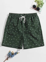 Allover Shark Print Pocket Swim Shorts