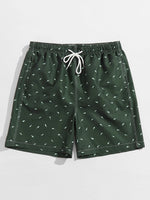 Allover Shark Print Pocket Swim Shorts