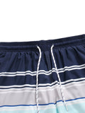 Striped Patched Drawstring Shorts With Slight Stretch