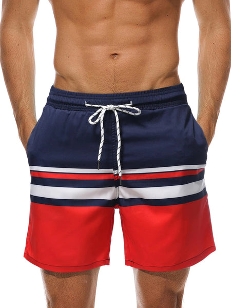 Striped Print Comfort Swim Shorts