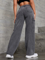 High Rise Flap Pocket Wide Length Jeans