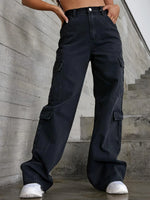 Zipper Fly Flap Pocket Jeans