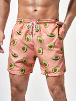 Print Grommet Drawstring Waist Swim Trunks