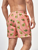 Print Grommet Drawstring Waist Swim Trunks