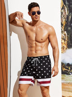 Star Print Drawstring Waist Swim Shorts