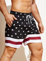 Star Print Drawstring Waist Swim Shorts