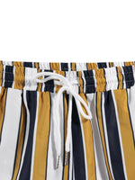 Striped Swim Short With Drawstring Waist
