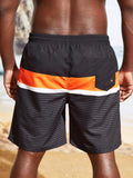 Striped Pattern Swim Shorts