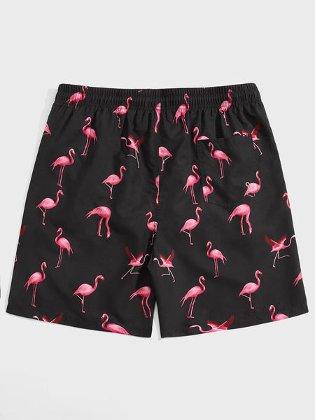 Flamingo Print Swim Trunks