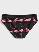 Flamingo Print Knot Waist Swim Brief