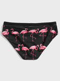 Flamingo Print Knot Waist Swim Brief