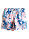 Allover Print Letter Patched Swim Trunks