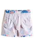 Allover Print Letter Patched Swim Trunks