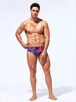 Tropical Print Drawstring Waist Swim Brief