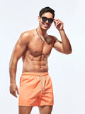 Drawstring Pocket Non Stretch Swim Trunks