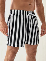 Striped Pattern Drawstring Waist Swim Shorts