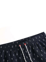 Allover Anchor Print Drawstring Swim Trunks