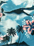 Mountain And Tropical Print Swim Trunks