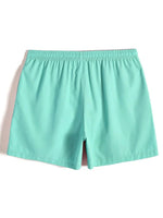 Drawstring Waist Non Stretch Swim Trunks