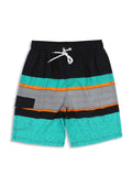 Striped Print Flap Detail Swim Shorts