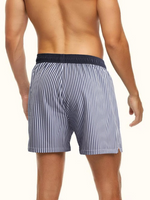 Slight Stretch Striped Print Drawstring Waist Swim Shorts
