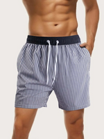 Slight Stretch Striped Print Drawstring Waist Swim Shorts