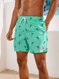 Fish Print Non Stretch Swim Trunks