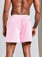 Vertical Striped Drawstring Swim Shorts