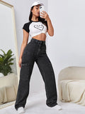 High Rise Side Pocket Jeans