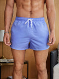 Classic Plain Waist Swim Trunks With Pocket