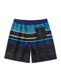 Printed Strips Beach Shorts With Drawstring