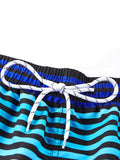 Printed Strips Beach Shorts With Drawstring