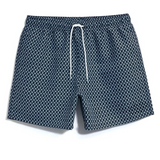 Allover Print Patched Drawstring Waist Swim Trunks