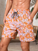 Non Stretch Drawstring Floral Shorts With Pocket