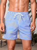 Vertical Striped Print Swim Shorts