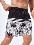 Striped And Floral Print Trunks