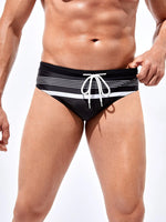 Striped Drawstring Swim Briefs