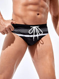 Striped Drawstring Swim Briefs