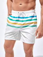 Striped Drawstring Beach Shorts