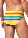 Rainbow Striped Print Swim Brief