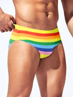 Rainbow Striped Print Swim Brief