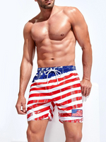 American Flag Print Swim Shorts
