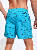 Patched All Over Print Drawstring Pocket Shorts