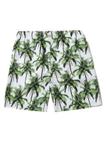 Coconut Tree Print Non Stretch Waist Swim Trunks